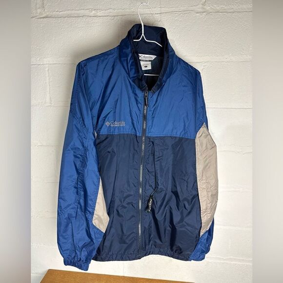 Columbia Mens Size Large Nylon Windbreaker Jacket Hooded Packable Colorblock - Picture 1 of 10